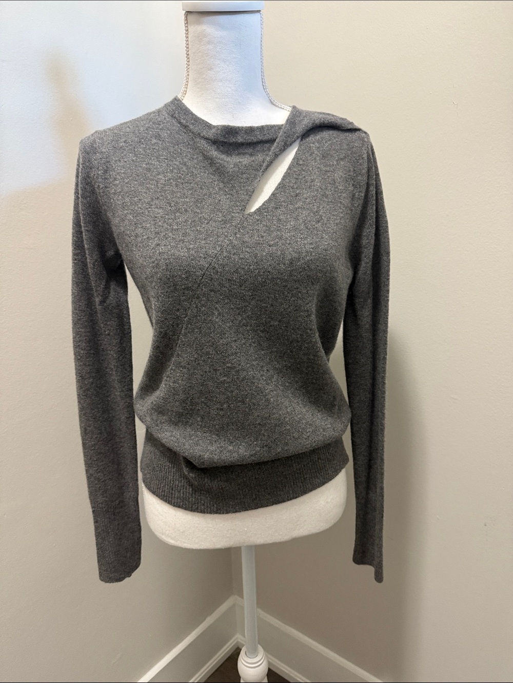 A.L.C. Gray Cutout Crewneck Sweater